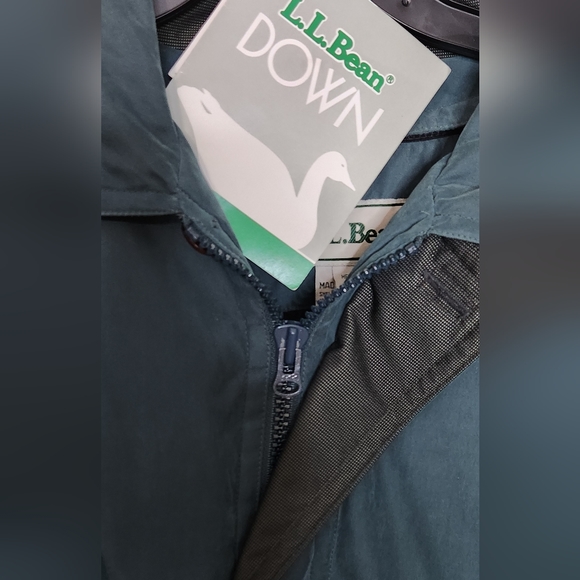 L.L. Bean Mens Regular Medium Goose Down Insulated Teal Blue Jacket two in one - Picture 3 of 15